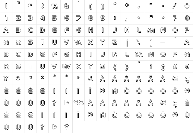 Nasalization 3D Regular font glyphpreview