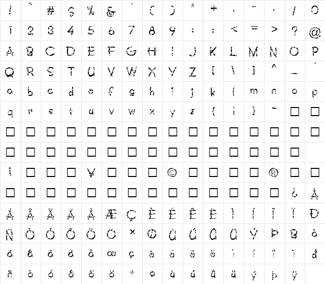 FZ JAZZY 34 HOLEY Normal font glyphpreview