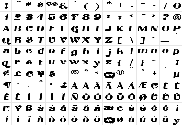 MidnightKiss Regular font glyphpreview