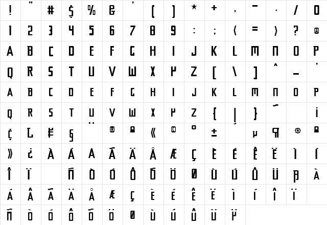 Chyelovek Regular font glyphpreview