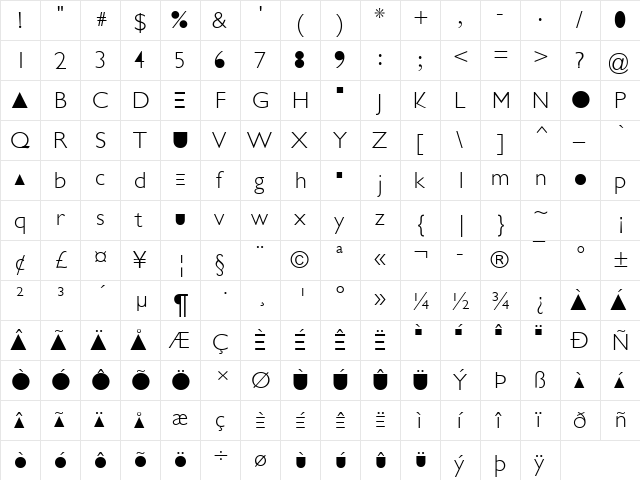 Futurism Light font glyphpreview