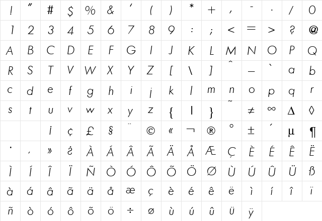 FunctionTwoLight RegularItalic font glyphpreview