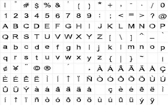 Skunkline Regular font glyphpreview