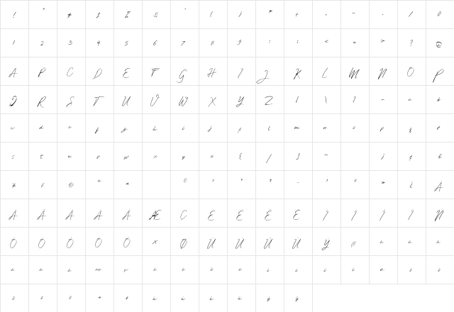 Steven Anderson Regular font glyphpreview