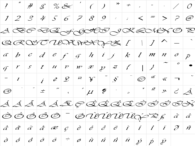 FZ SCRIPT 26 EX Normal font glyphpreview