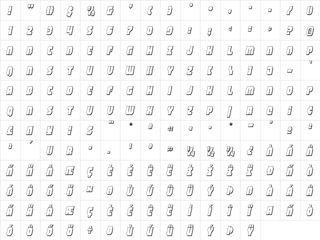 Shogunate 3D Italic Italic font glyphpreview