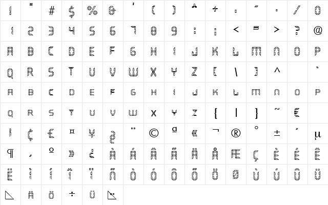 Quartz-Open Regular font glyphpreview