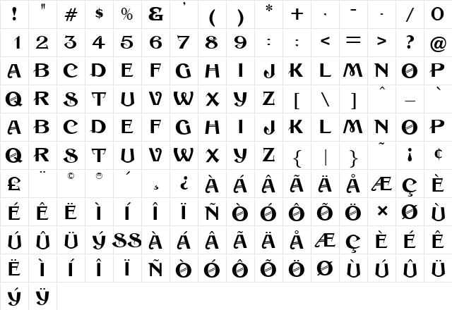 Sesame Regular font glyphpreview