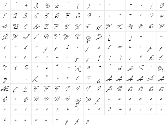 Mrs Saint-Delafield Regular font glyphpreview