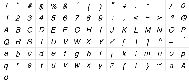 PrinsesstartaDEMO BoldItalic font glyphpreview