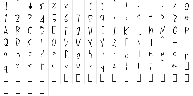 Splinky Regular font glyphpreview