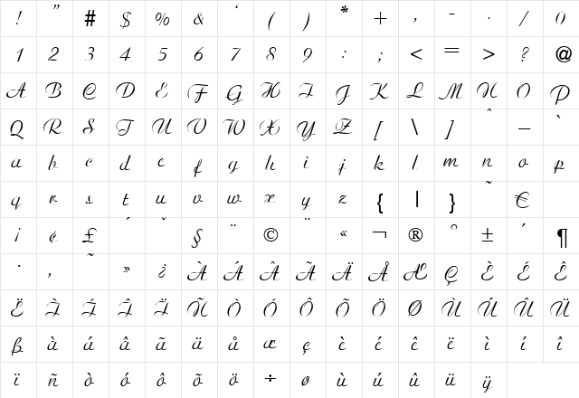 Ariston Normal font glyphpreview