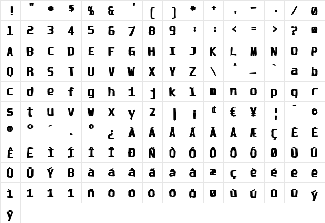 Unispace Ink Regular font glyphpreview