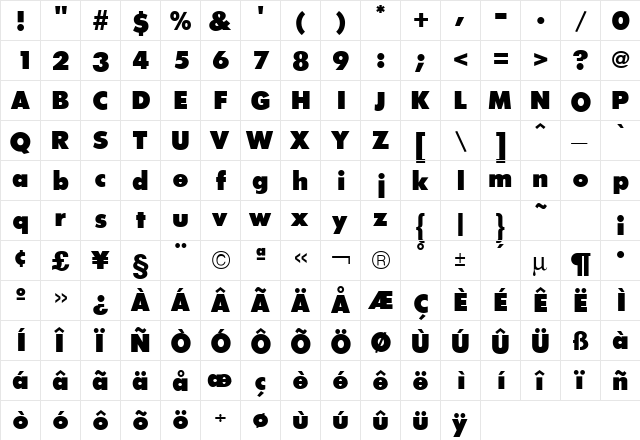Futura ICG XBold font glyphpreview