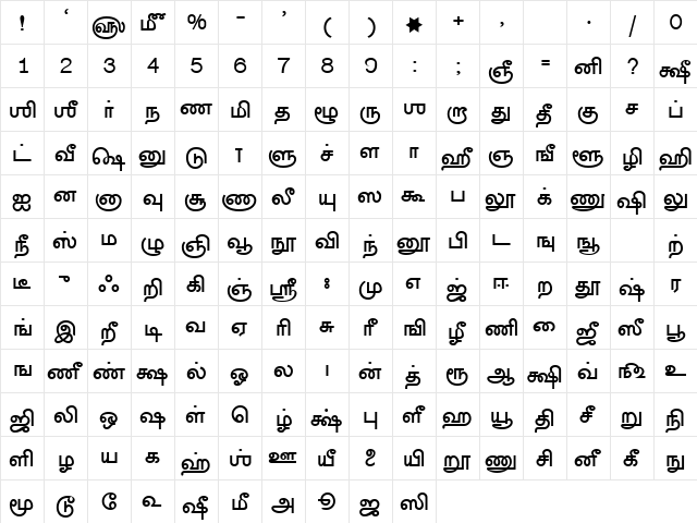 SHREE803 Normal font glyphpreview
