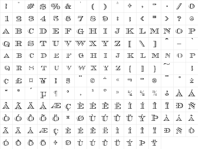 TribOutlineSCapsSSK Regular font glyphpreview