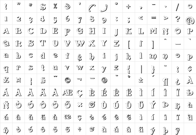 DevinneSwashShadow Regular font glyphpreview