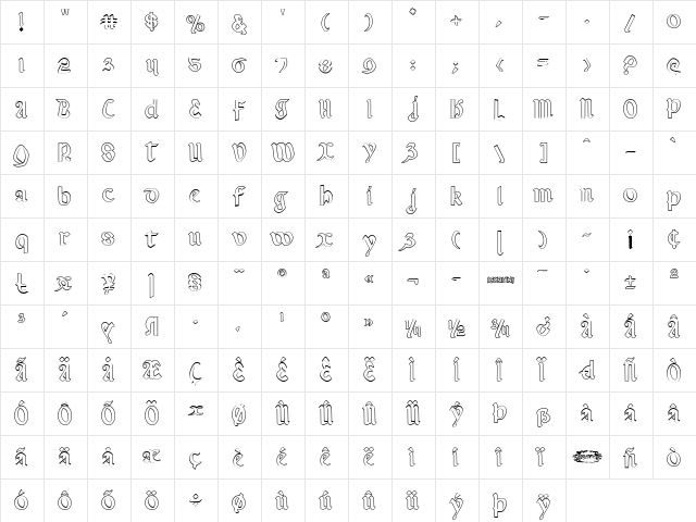 Valerius Outline Regular font glyphpreview