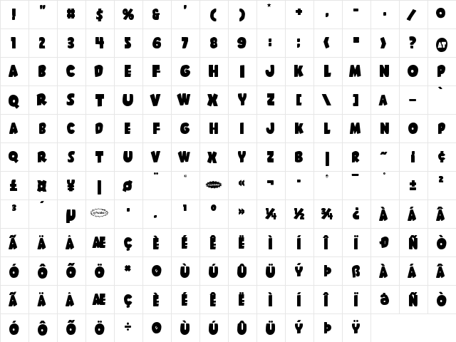 Shablagoo Overlap Regular font glyphpreview