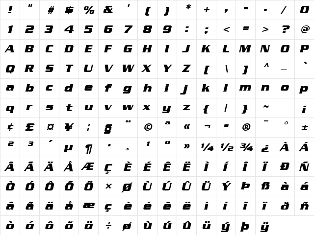 Chainlink Bold Oblique font glyphpreview