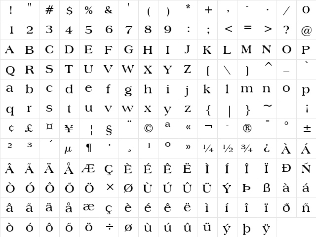 Americana Bold font glyphpreview