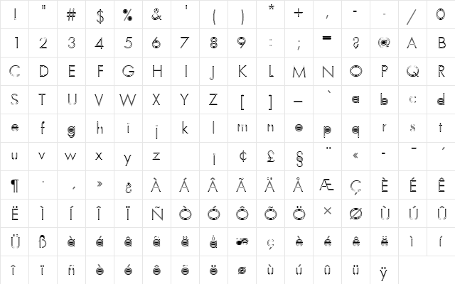 FuturaTLigIn1 Regular font glyphpreview