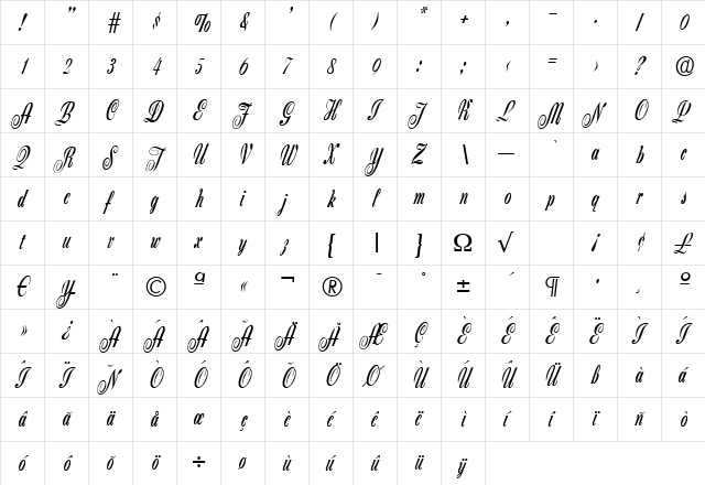 Script-Z650 Regular font glyphpreview
