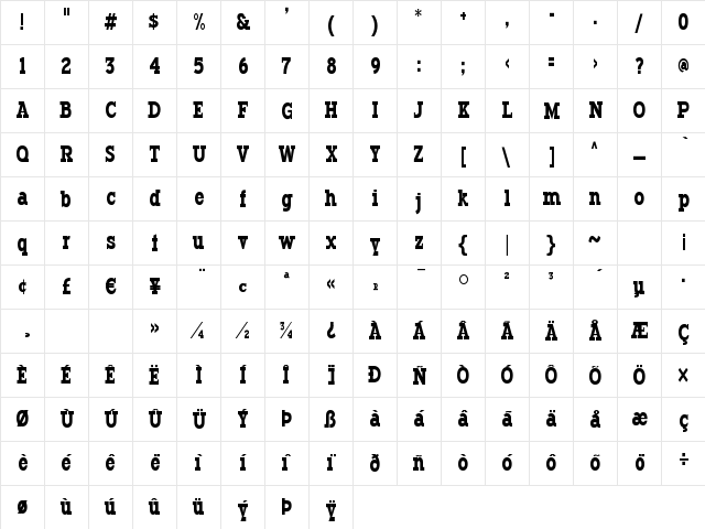 Typodermic Regular font glyphpreview