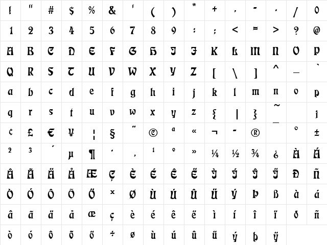 Etienne Regular font glyphpreview