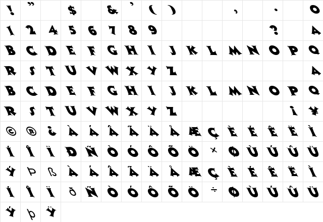 FZ JAZZY 13 LEFTY Normal font glyphpreview