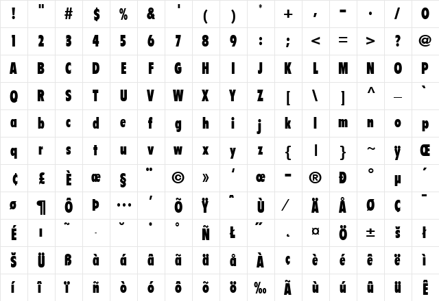 Flyer-ExtraBlackCondensed Regular font glyphpreview
