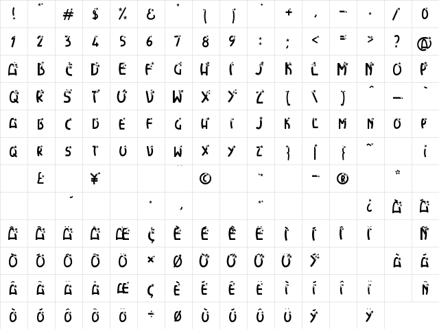 FlowerExplosion Regular font glyphpreview