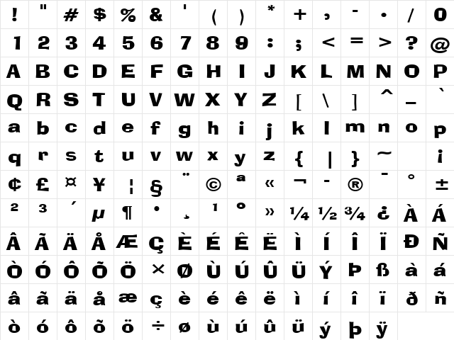 Alor-Extended Normal font glyphpreview