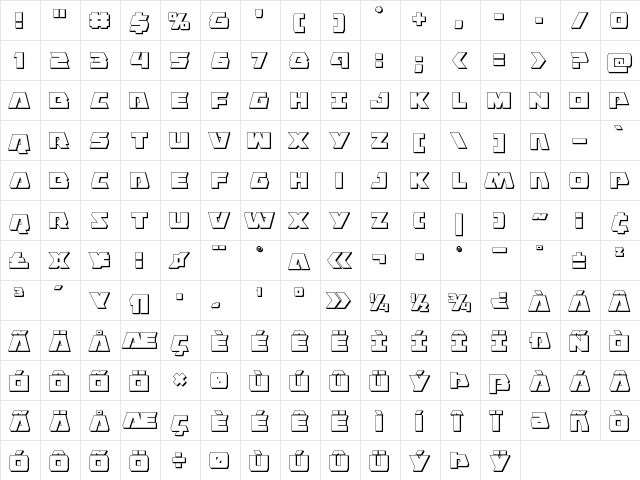 Eagle Strike 3D Regular font glyphpreview