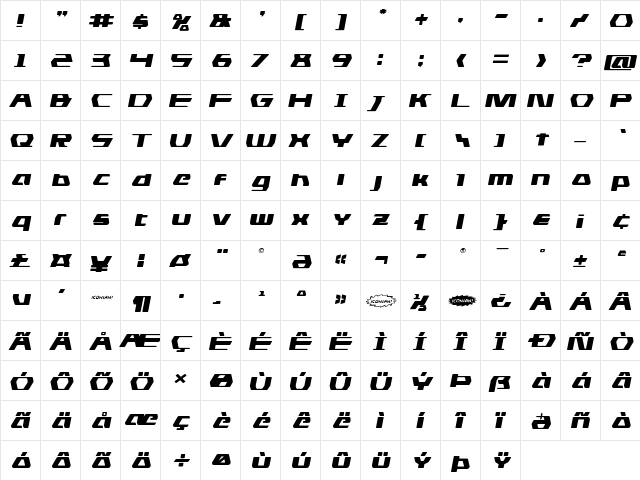 DS man Expanded Semi-Italic Expanded Semi-Italic font glyphpreview