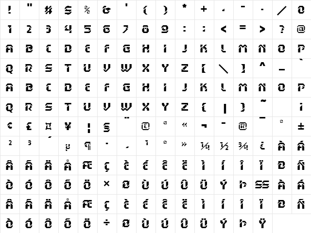 Dex Gothic Becker Regular font glyphpreview