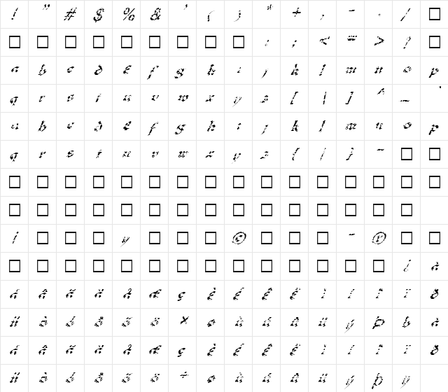 FZ JAZZY 33 HOLEY ITALIC Normal font glyphpreview