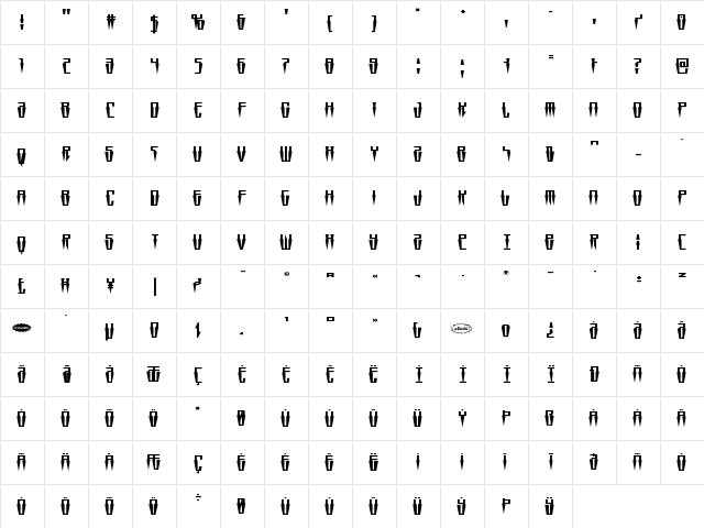 Swordtooth Squat Regular font glyphpreview