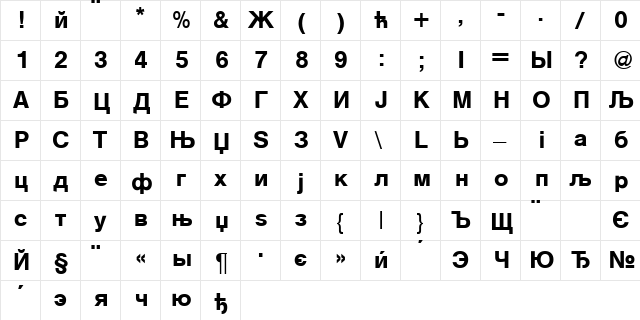 SansCyrillic Bold font glyphpreview