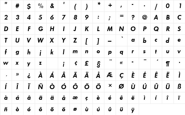 FuturaTDemOblRo1 Regular font glyphpreview