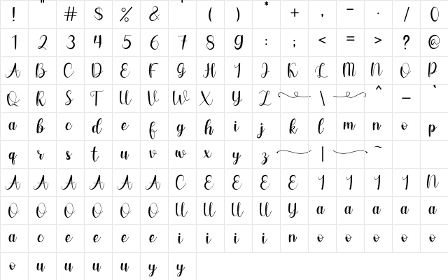 Falina Sweet Regular font glyphpreview