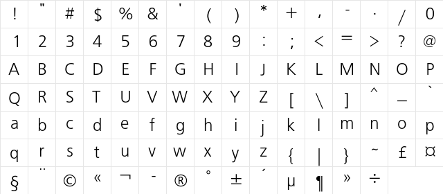 FreeSetLightC Regular font glyphpreview