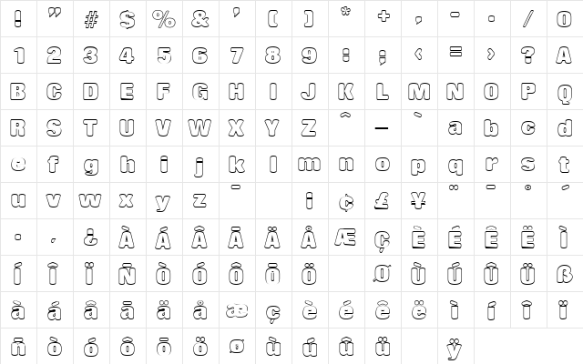 RollingOutline Regular font glyphpreview