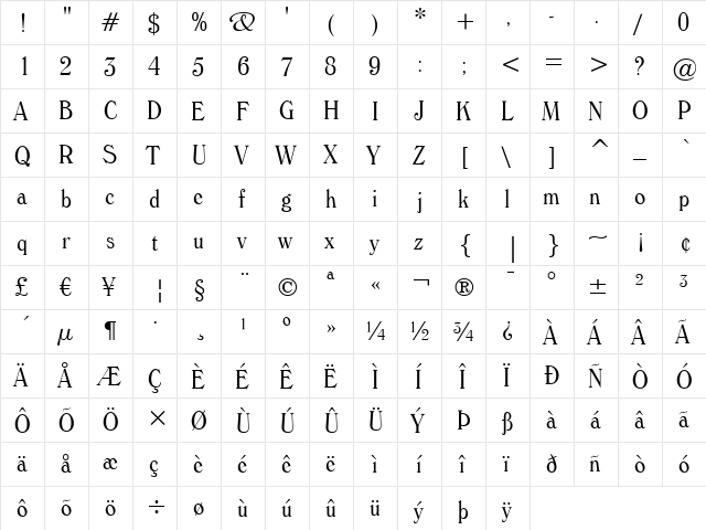 Windsor Light font glyphpreview