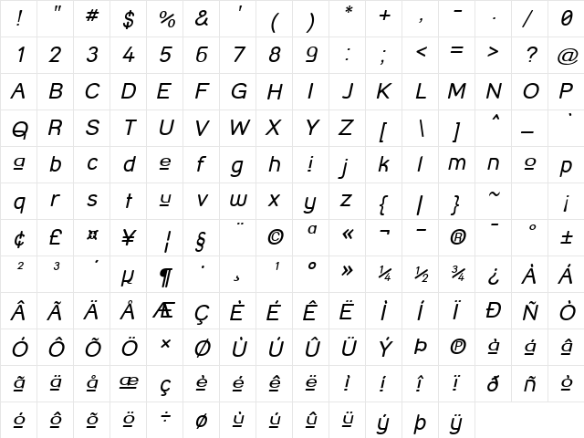 Street Corner Upper Oblique Regular font glyphpreview