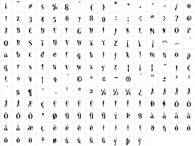 AlleycatBopICG Bold font glyphpreview