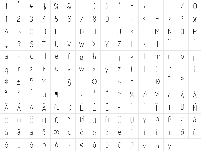Dosis ExtraLight font glyphpreview