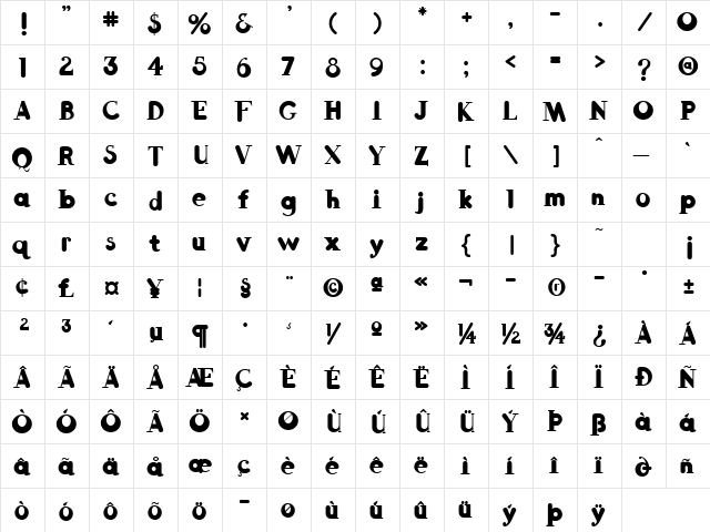 Reefrash Regular font glyphpreview