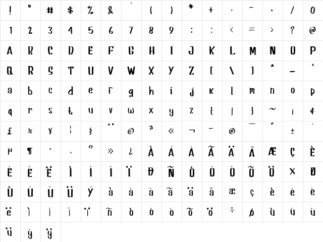 Oldies Goldies Regular font glyphpreview