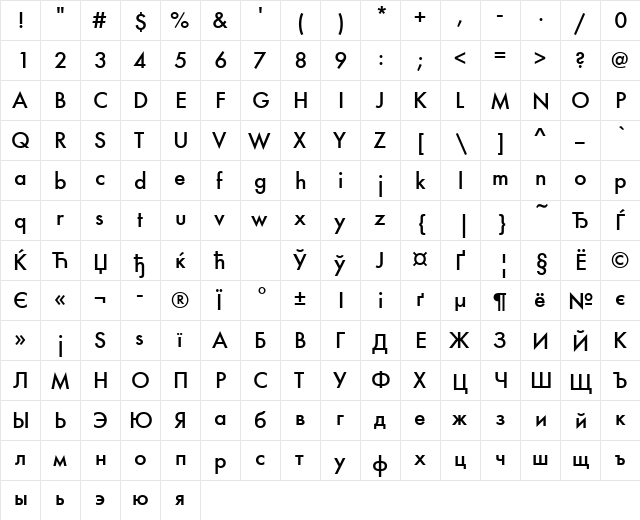 FuturaMediumCTT Normal font glyphpreview